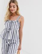 America & Beyond Striped Two-piece Cami Beach Top-multi