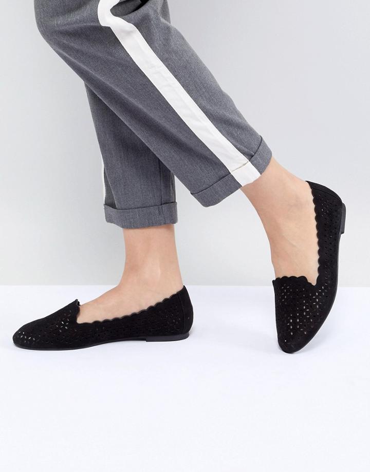 Faith Lasercut Flat Shoes - Black