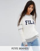 Fila Petite Ribbed Sweater With Contrast Stripe And Logo Detail - Cream