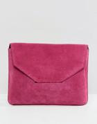 Asos Suede Tuck Front Clutch Bag - Pink