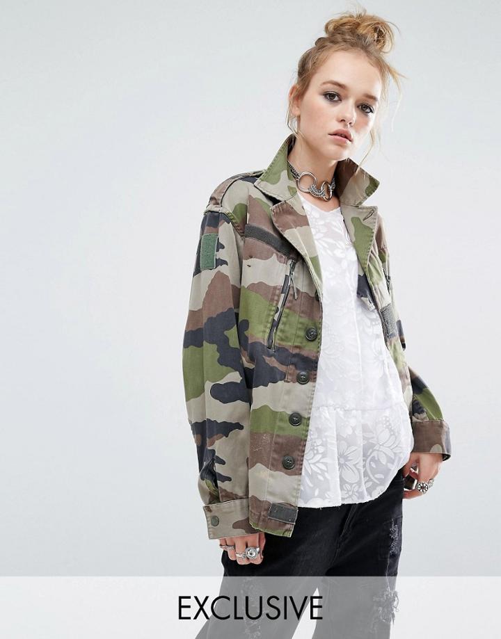 Reclaimed Vintage Military Jacket In Camo Print - Camo