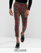 Noose & Monkey Pleated Tapered Check Pant - Gray