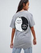 Ripndip Relaxed T-shirt With Cat Yin Yang Back Graphic - Gray