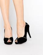 Little Mistress Peeptoe Platform Heeled Shoes - Black