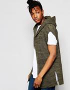 Asos Sleeveless Hooded Cardigan - Khaki Marl