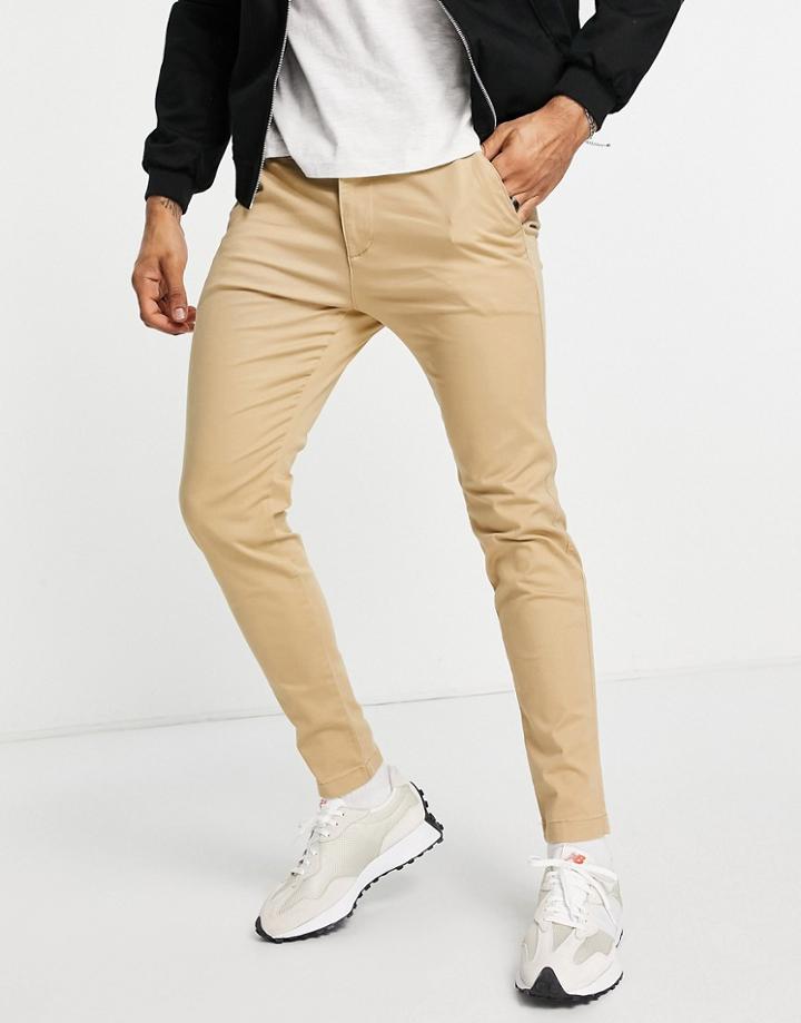 Hollister Super Skinny Chinos In Beige-neutral