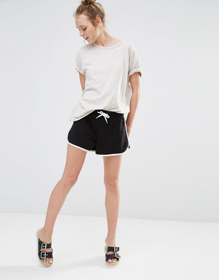 Monki Jersey Tipped Shorts - Black