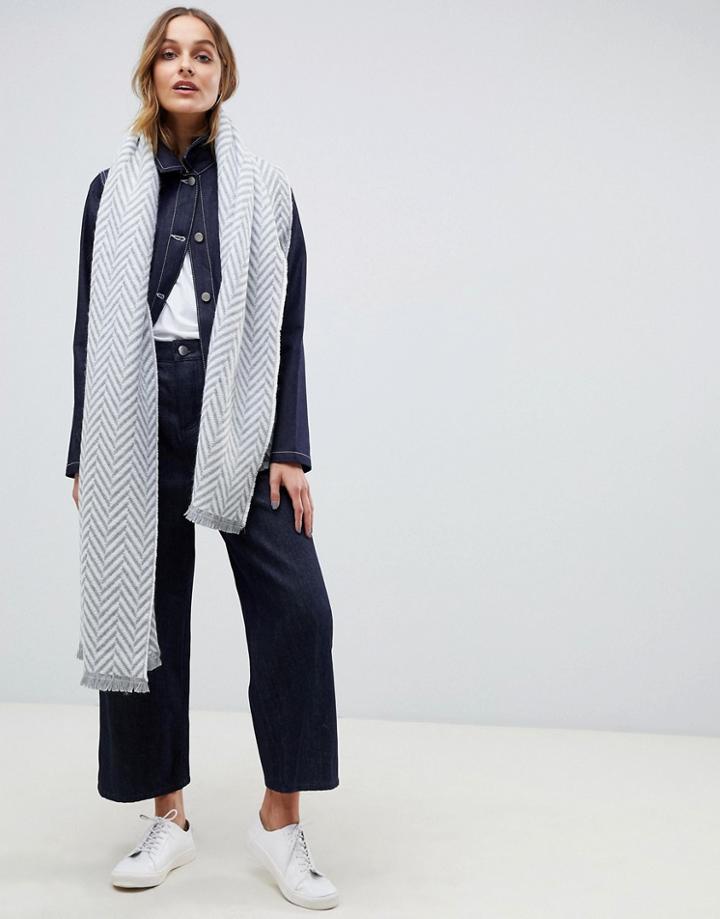 Asos Design Oversized Herringbone Long Scarf - Gray