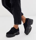 Asos Design Wide Fit Magnum Chunky Lace Up Flat Shoes - Black