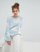 E.l.k Relaxed Sweater In Fluffy Cloud Knit - Blue
