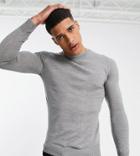Brave Soul Tall Crew Neck Sweater In Light Gray-grey