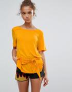 Vila Tie Front T-shirt - Yellow