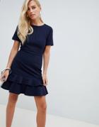 Forever New Layered Jersey Tea Dress With Laddering Insert In Navy - Navy