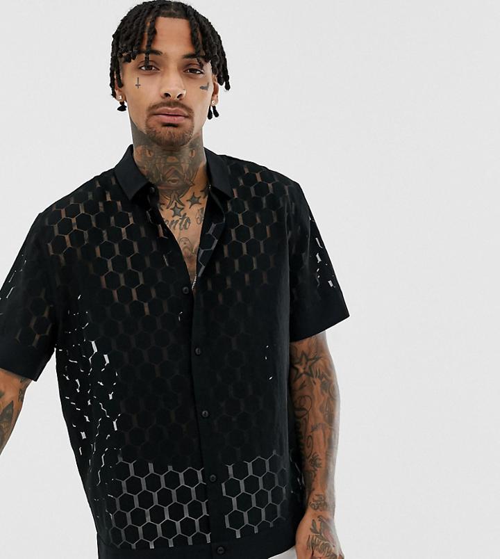 Heart & Dagger Boxy Lace Shirt In Black - Black