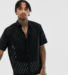 Heart & Dagger Boxy Lace Shirt In Black - Black