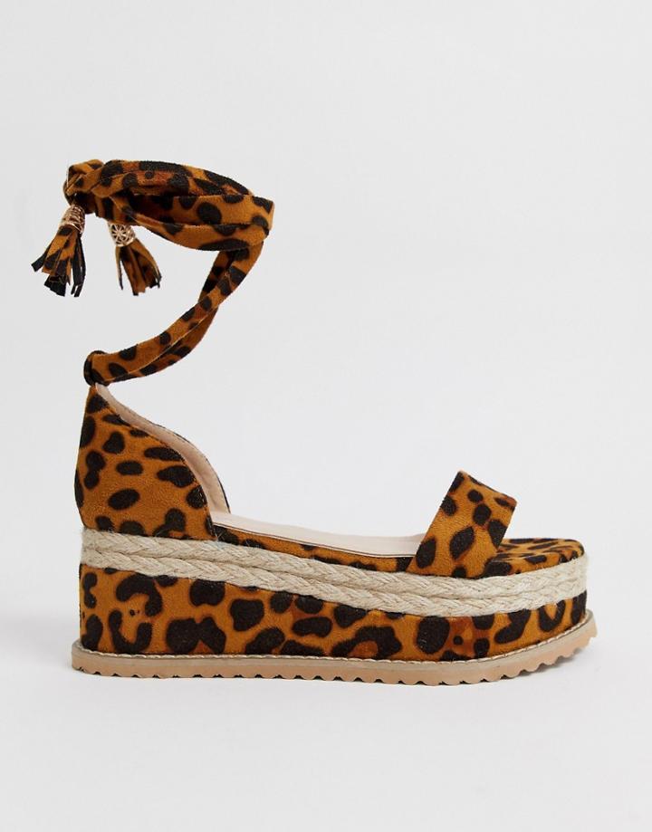 Raid Elva Leopard Flatform Espadrille Sandals-multi