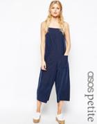 Asos Petite Cami Jumpsuit With Culotte Leg And Pockets - Navy