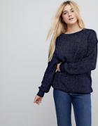 Asos Sweater In Oversized With Metallic - Navy