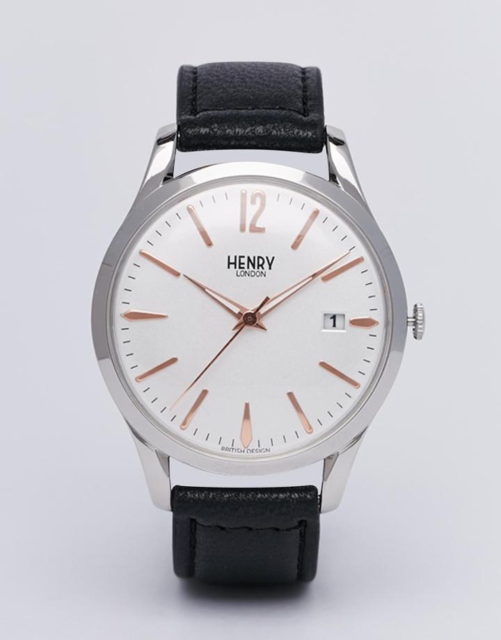 Henry London Highgate Watch With Leather Strap - Black