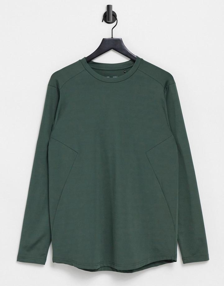 Asos 4505 Longline Long Sleeve Workout T-shirt-green