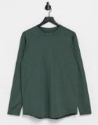 Asos 4505 Longline Long Sleeve Workout T-shirt-green