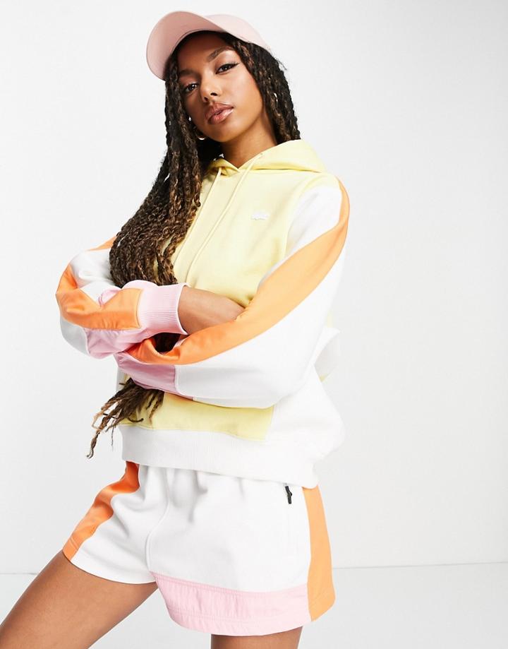 Lacoste Color Block Hoodie In Multi - Part Of A Set-white
