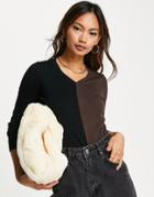 Gianni Feraud V-neck Split Color Sweater In Cream And Brown-multi
