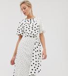 Oasis Midi Dress In Mixed Polka Dot - Multi