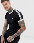 Fred Perry Sport Graphic Taped Ringer T-shirt In Black
