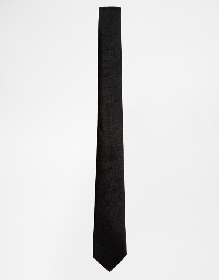 Asos Silk Tie In Black - Black