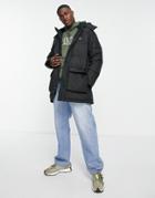Levi's Longline Puffer Jacket In Black With Small Logo