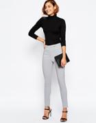 Asos High Waist Pants In Skinny Fit - Silver