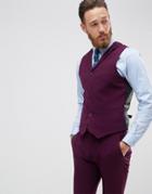 Asos Super Skinny Fit Suit Vest In Blackcurrant - Purple