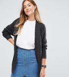 Asos Tall Chunky Knit Cardigan In Wool Mix - Gray
