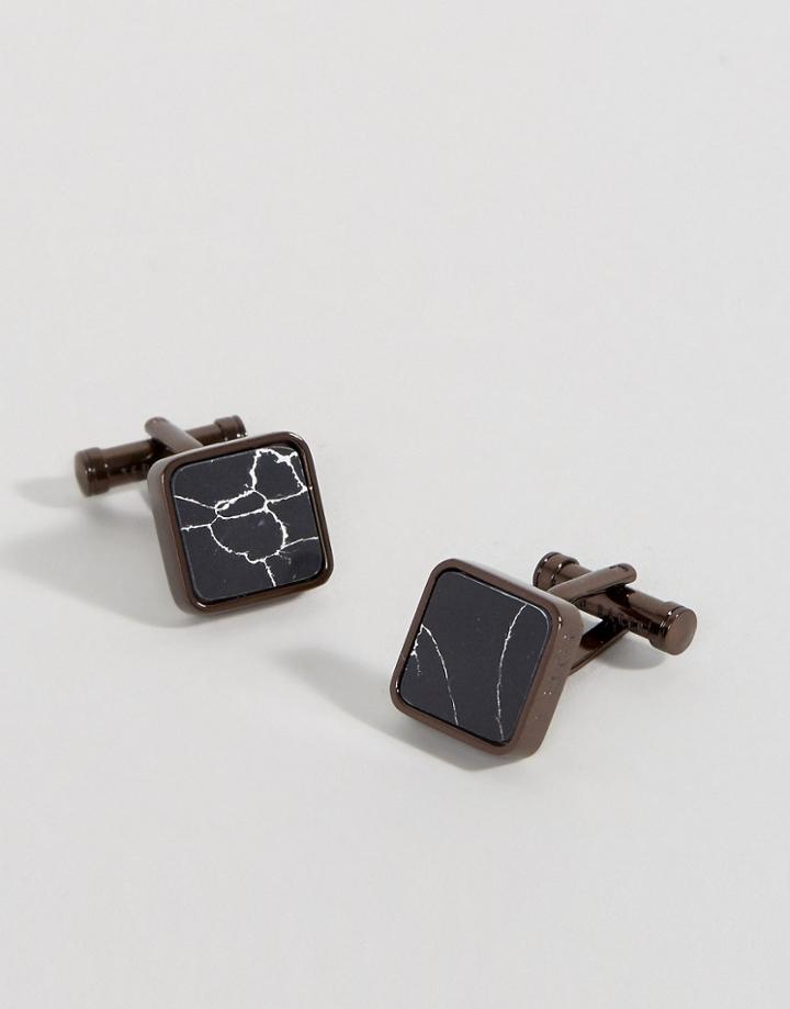Ted Baker Marble Square Cufflinks In Black - Blue