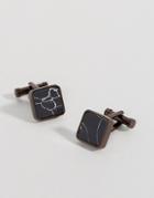 Ted Baker Marble Square Cufflinks In Black - Blue