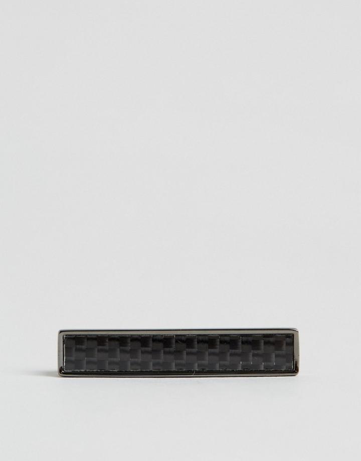 Asos Tie Bar In Carbon Fibre - Black