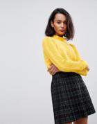 Vero Moda Fine Sweater With Ruffle Neck - Yellow