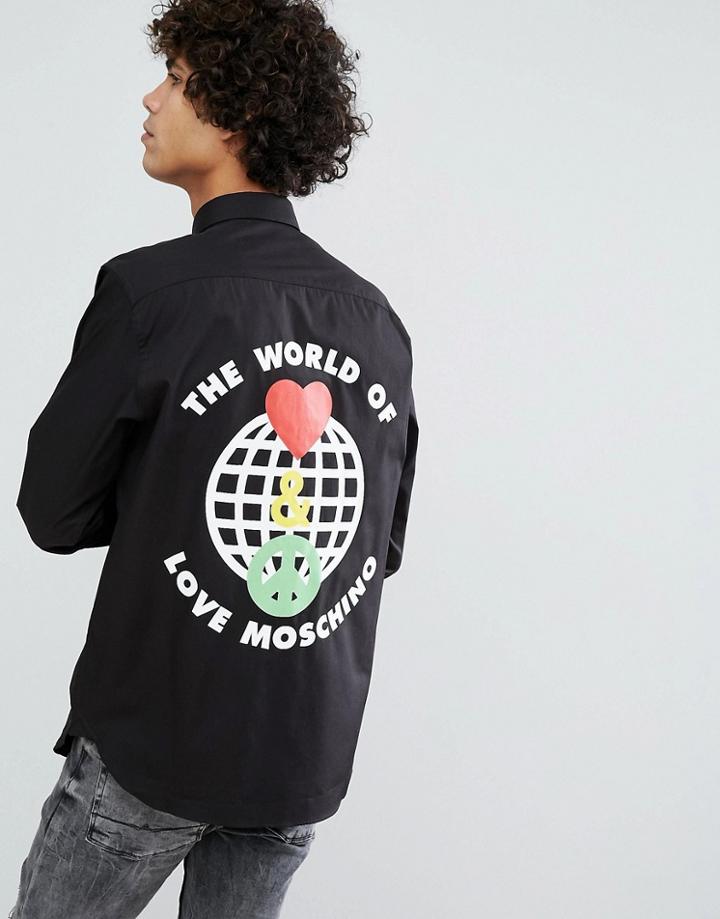 Love Moschino Back Print World Of Shirt - Black