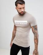 Asos Design Muscle T-shirt With Uniform Print - Brown