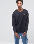 Wood Wood Peter Long Sleeve Top Badge Logo - Black