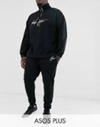 Asos Design Plus Two-piece Skinny Sweatpants With Placement Print With Dark Future Logo-black