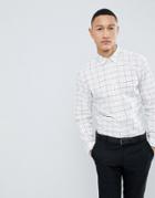 Selected Homme Slim Fit Smart Shirt With Grid Check - White