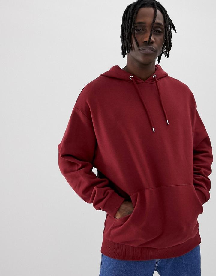 Asos Design Oversized Hoodie In Burgundy - Pink