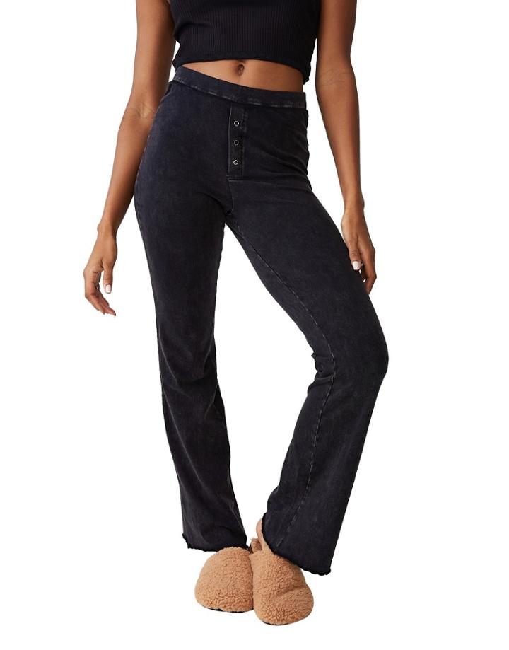 Cotton: On Flared Sleep Pants In Charcoal - Part Of A Set-grey