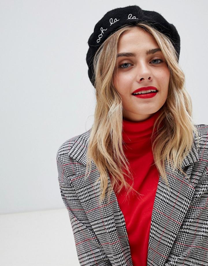 Miss Selfridge Ooh La La Beret In Black - Black