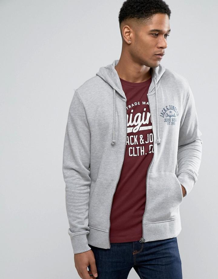 Jack & Jones Zip Through Sweat - Gray