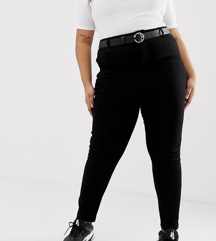 Collusion Plus Skinny Jeans In Black - Black