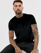 Asos Design T-shirt In Velour In Black