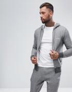 Emporio Armani Lounge Zip Through Hoodie In Gray - Gray